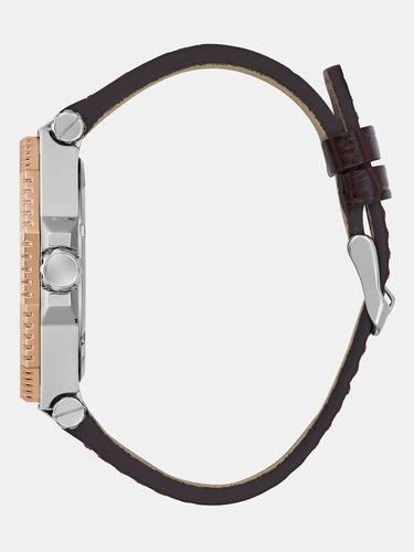 Montre Multifonction En Cuir Véritable - Guess - Modalova