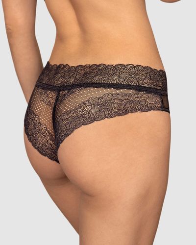 Culotte sexy taille mi-haute en tulle et dentelle - Leonisa - Modalova