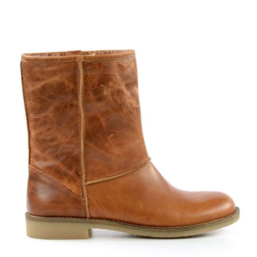 Bottes courtes en cuir avec doublure fausse fourrure - marron - Sacha - Modalova