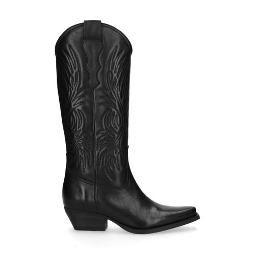 Bottes style cowboy en cuir - noir - Sacha - Modalova