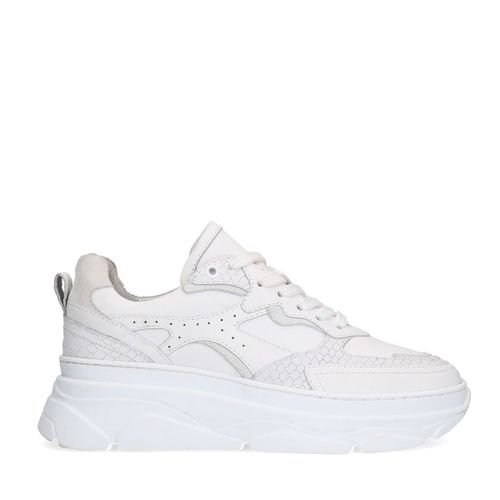 Baskets chunky en cuir avec détails croco - blanc - Sacha - Modalova