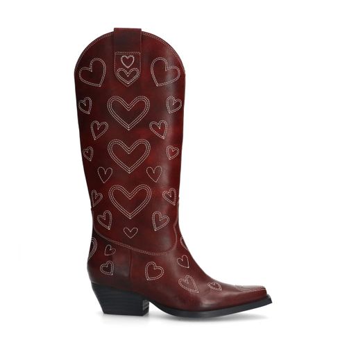 Santiags en cuir avec cœurs - rouge - Sacha - Modalova