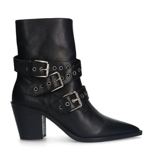 Bottinesà talon et boucle en cuir - noir - Sacha - Modalova