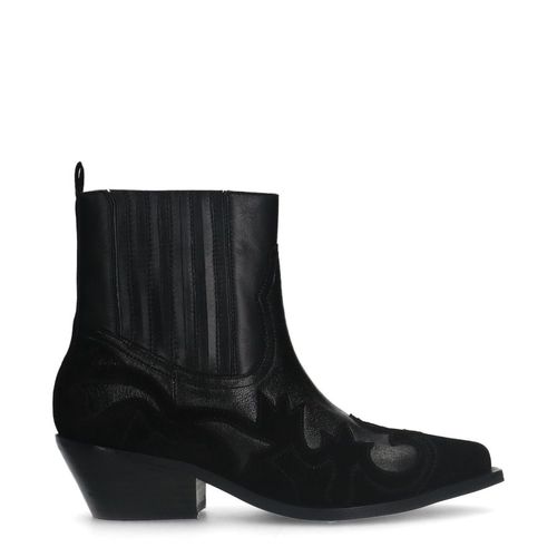 Santiags en cuir avec des détails en daim - noir - Sacha - Modalova