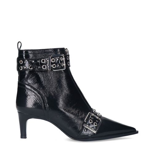 Bottines en cuir vernià boucles - noir - Sacha - Modalova