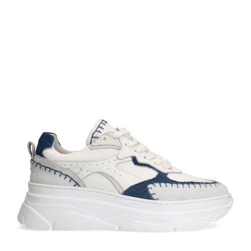 Baskets en cuir chunky avec détails denim - blanc - Sacha - Modalova