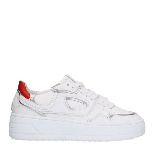 Baskets en cuir avec détails argentés - blanc - Sacha - Modalova