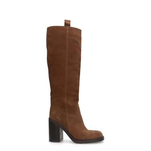 Bottes hautes en daim avec talon cubain - Sacha - Modalova