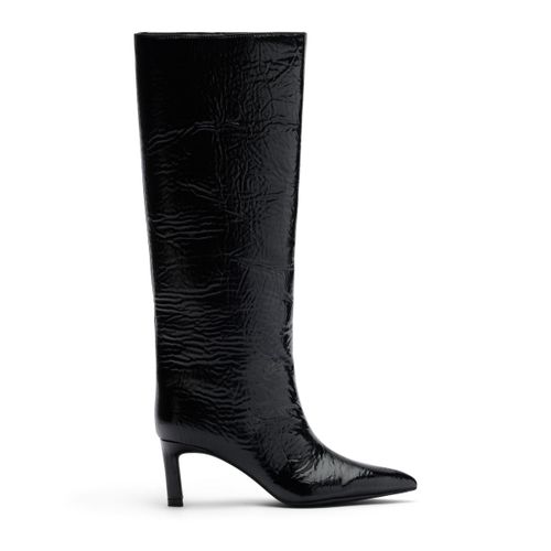 Bottes hautes vernies à talon - noir - Sacha - Modalova