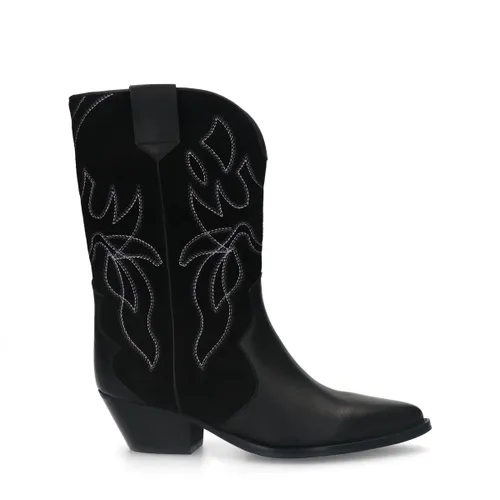 Santiags en cuir avec détails en daim - noir - Sacha - Modalova