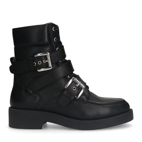 Bottes motardes en cuir - noir - Sacha - Modalova