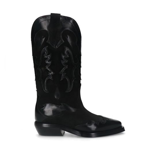 Santiags en cuir avec surpiqûres décoratives - noir - Sacha - Modalova