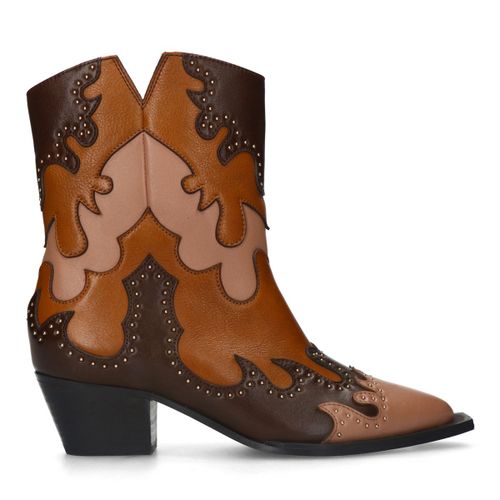 Bottines western en cuir ornées de surpiqûres - Sacha - Modalova