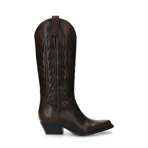 Santiags en cuir - marron délavé - Sacha - Modalova
