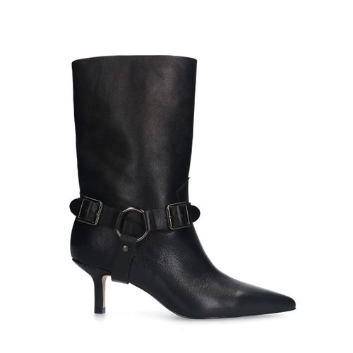 Bottinesà talon et boucle en cuir - noir - Sacha - Modalova
