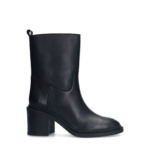 Bottines en cuir au talon carré - noir - Sacha - Modalova
