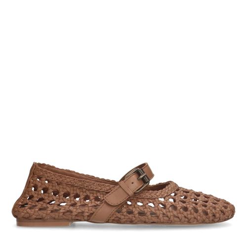 Ballerines fishnet en cuir - cognac - Sacha - Modalova