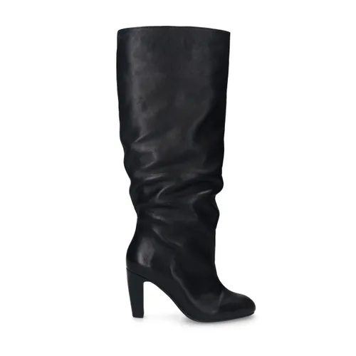 Bottes hautesà talon en cuir - noir - Sacha - Modalova