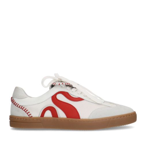 Baskets en daim avec détails rouges - blanc - Sacha - Modalova