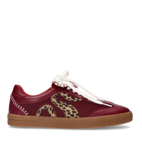 Baskets en cuir avec détails léopard - bordeaux - Sacha - Modalova