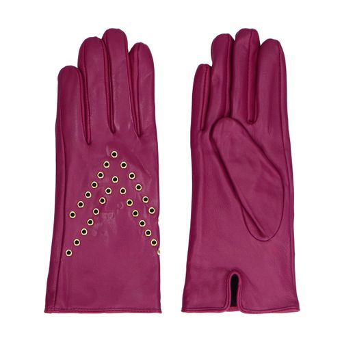 Gants en cuir avec clous dorés - violet (Maat S-M) - Sacha - Modalova