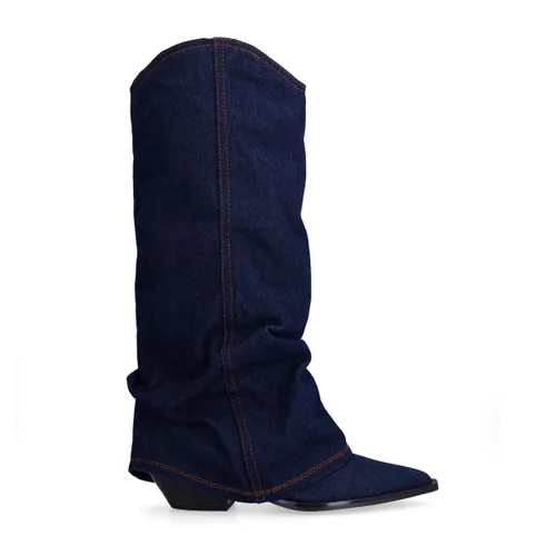 Santiags denim avec rabat - bleu foncé - Sacha - Modalova