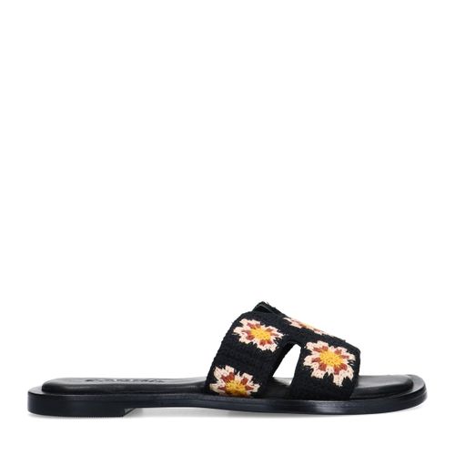 Claquettes avec fleurs brodées - noir - Sacha - Modalova