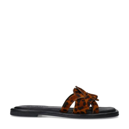 Claquettes léopard en cuir - Sacha - Modalova