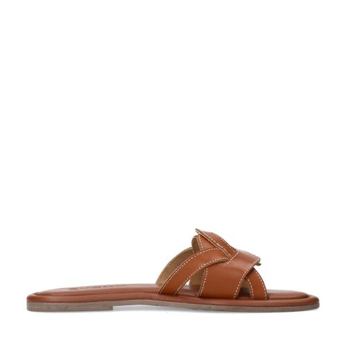 Claquettes en cuir - cognac - Sacha - Modalova