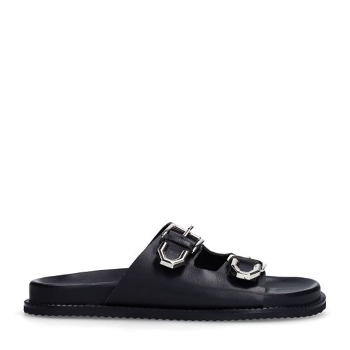 Claquettes en cuir avec boucles - noir - Sacha - Modalova