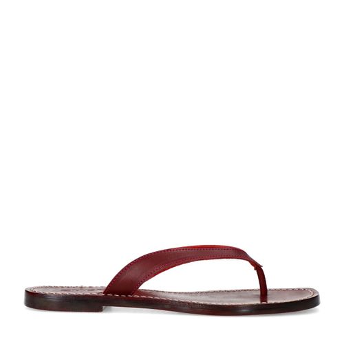 Tongs en cuir - rouge bourgogne - Sacha - Modalova