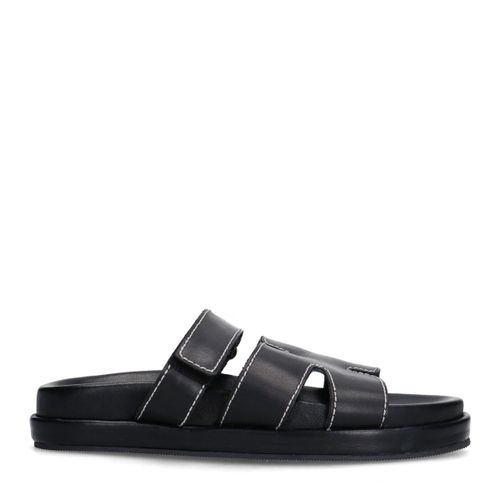 Claquettes en cuir avec bande velcro - noir - Sacha - Modalova