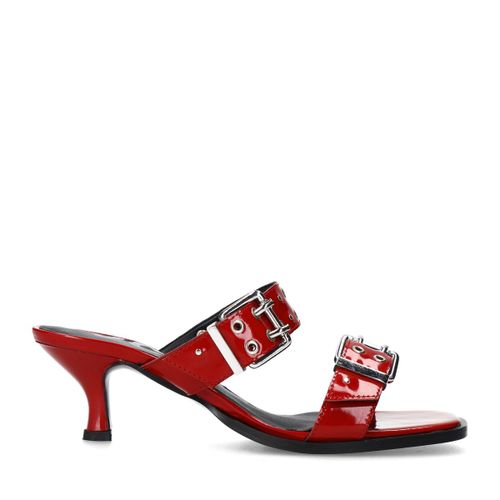 Mules à talon en cuir avec boucles - rouge - Sacha - Modalova
