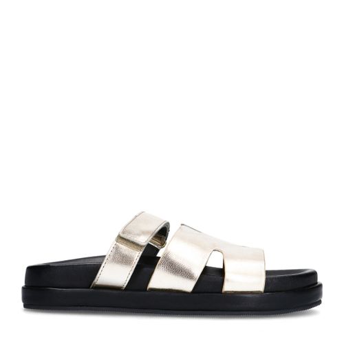 Claquettes en cuir avec bande velcro - doré - Sacha - Modalova