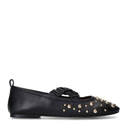 Ballerines en cuir avec clous - noir - Sacha - Modalova