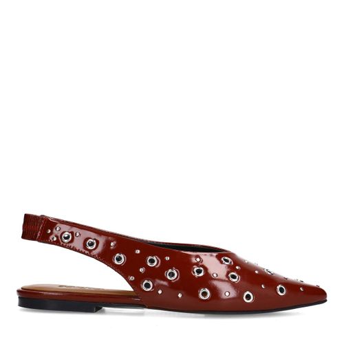 Slingbacks en cuir avec clous - rouge bourgogne - Sacha - Modalova