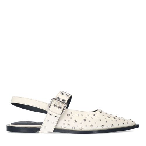Slingbacks en cuir avec clous et boucle - blanc cassé - Sacha - Modalova