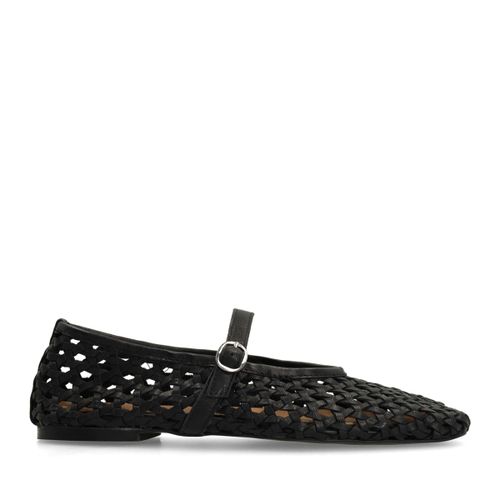 Ballerines tressées en cuir - noir - Sacha - Modalova