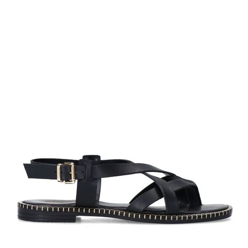 Sandales plates en cuir - noir - Sacha - Modalova