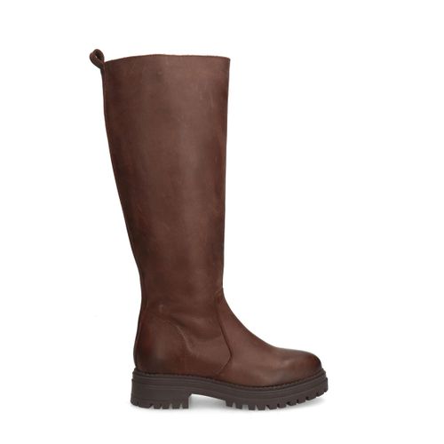 Bottes hautes en cuir - marron - Sacha - Modalova