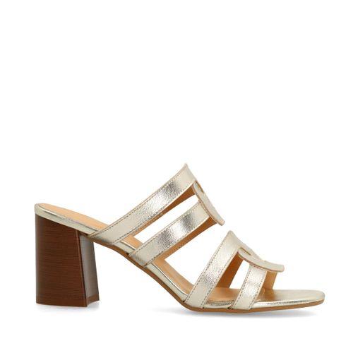Mules à talon en cuir - doré - Sacha - Modalova