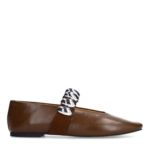 Ballerines en cuir avec clous - marron - Sacha - Modalova