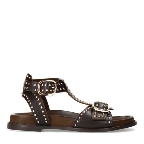Sandales en cuir avec boucles et clous - marron foncé - Sacha - Modalova