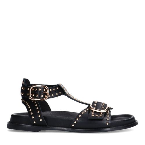 Sandales en cuir avec boucles et clous - noir - Sacha - Modalova