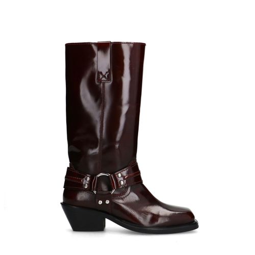Bottines motardes en cuir - rouge - Sacha - Modalova