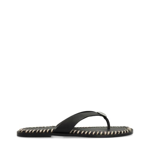 Claquettes en cuir avec détail - noir - Sacha - Modalova