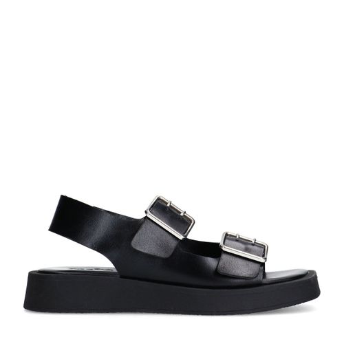 Sandales plateforme en cuir avec boucles - noir - Sacha - Modalova