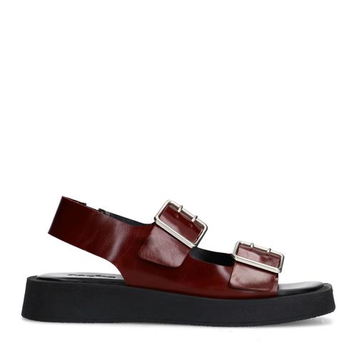 Sandales plateforme en cuir avec boucles - marron - Sacha - Modalova