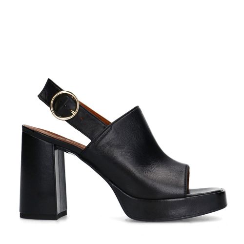 Sandalesà talon en cuir - noir - Sacha - Modalova