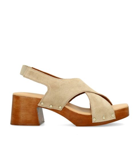 Sandales en daim avec talon en bois - Sacha - Modalova